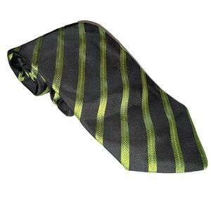 La Vita Men's Tie Classic Black & Green Stripe